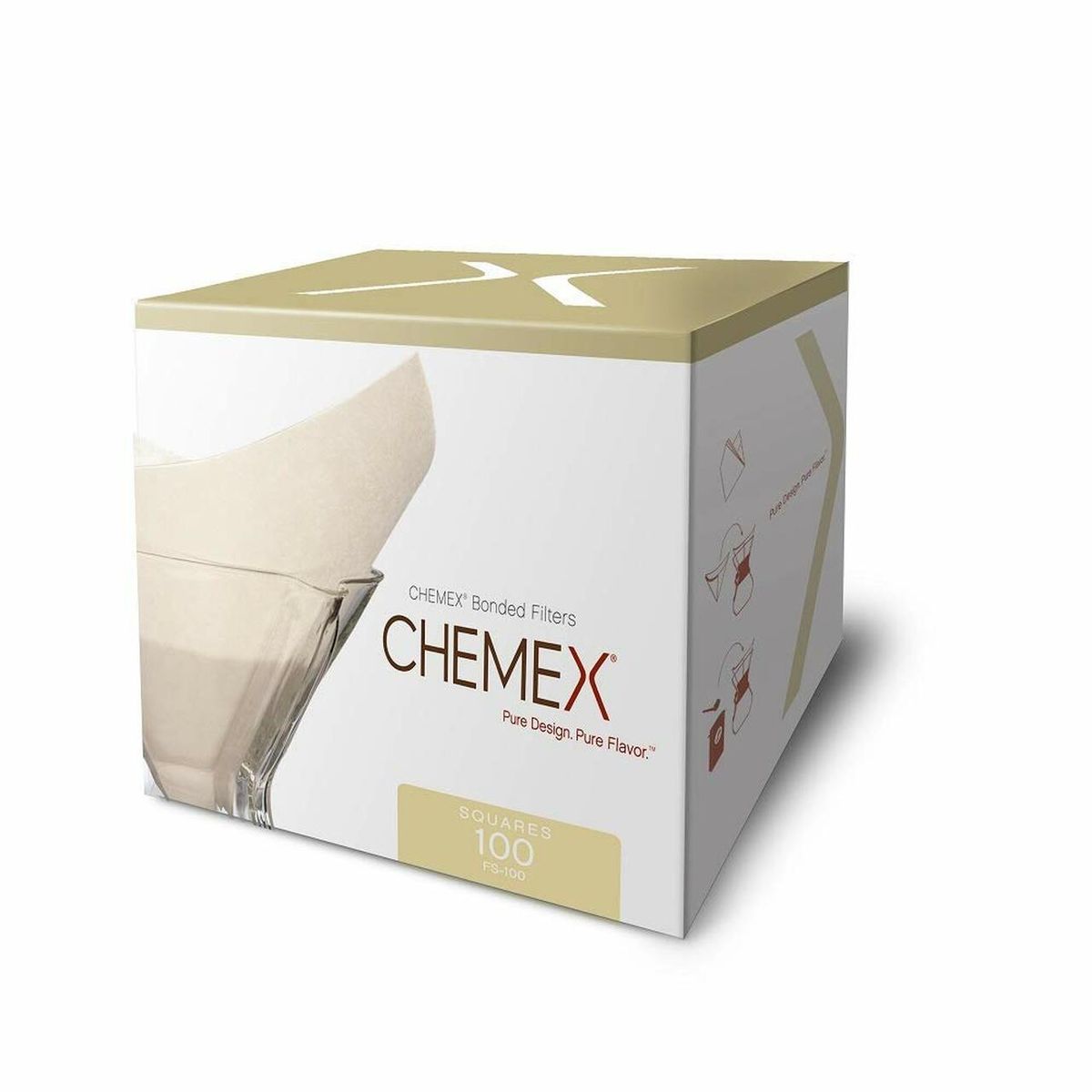 CHEMEX - Pack de 100 filtros de papel cuadrados