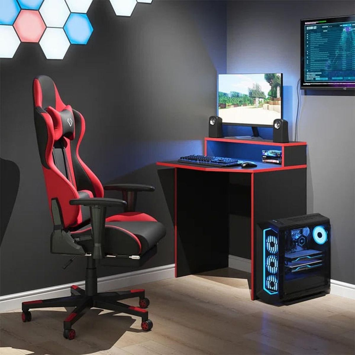 MUEBLES CRISOSTOMO - Escritorio Gamer de Melamina Negro 70cm