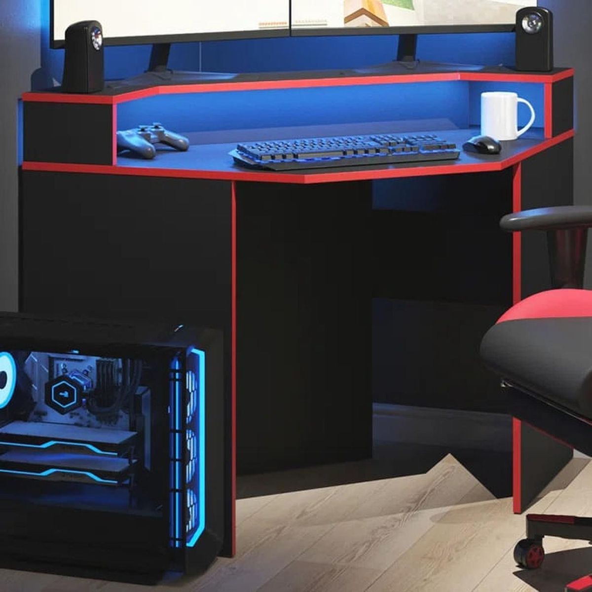 MUEBLES CRISOSTOMO - Escritorio Gamer de Melamina Negro 90cm