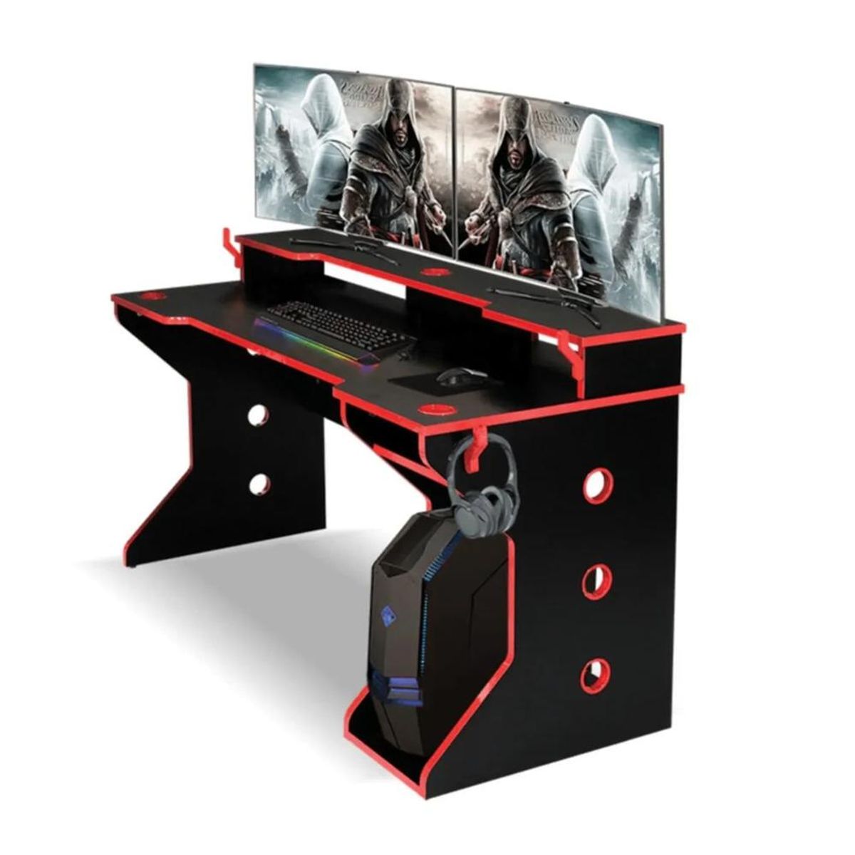 MUEBLES CRISOSTOMO - Escritorio Gamer de Melamina Moderno Negro 120cm