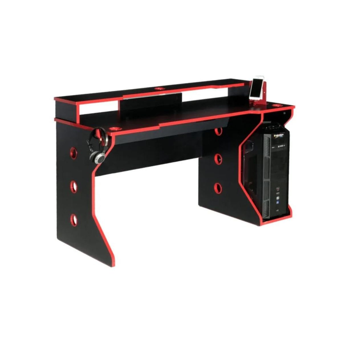 MUEBLES CRISOSTOMO - Escritorio Gamer de Melamina Moderno Negro 120cm