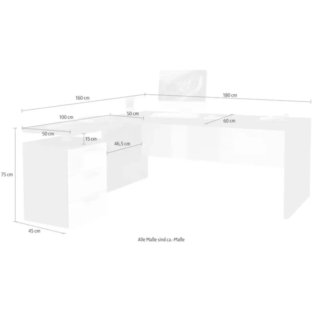 TU MESITA - Escritorio Moderno en L Italo color Marrón 3 cajones TU MESITA