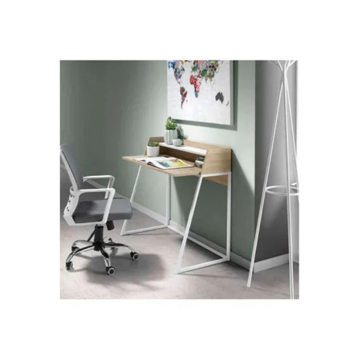 TU MESITA - Escritorio Moderno Bellavista color Roble Base Metálica TU MESITA