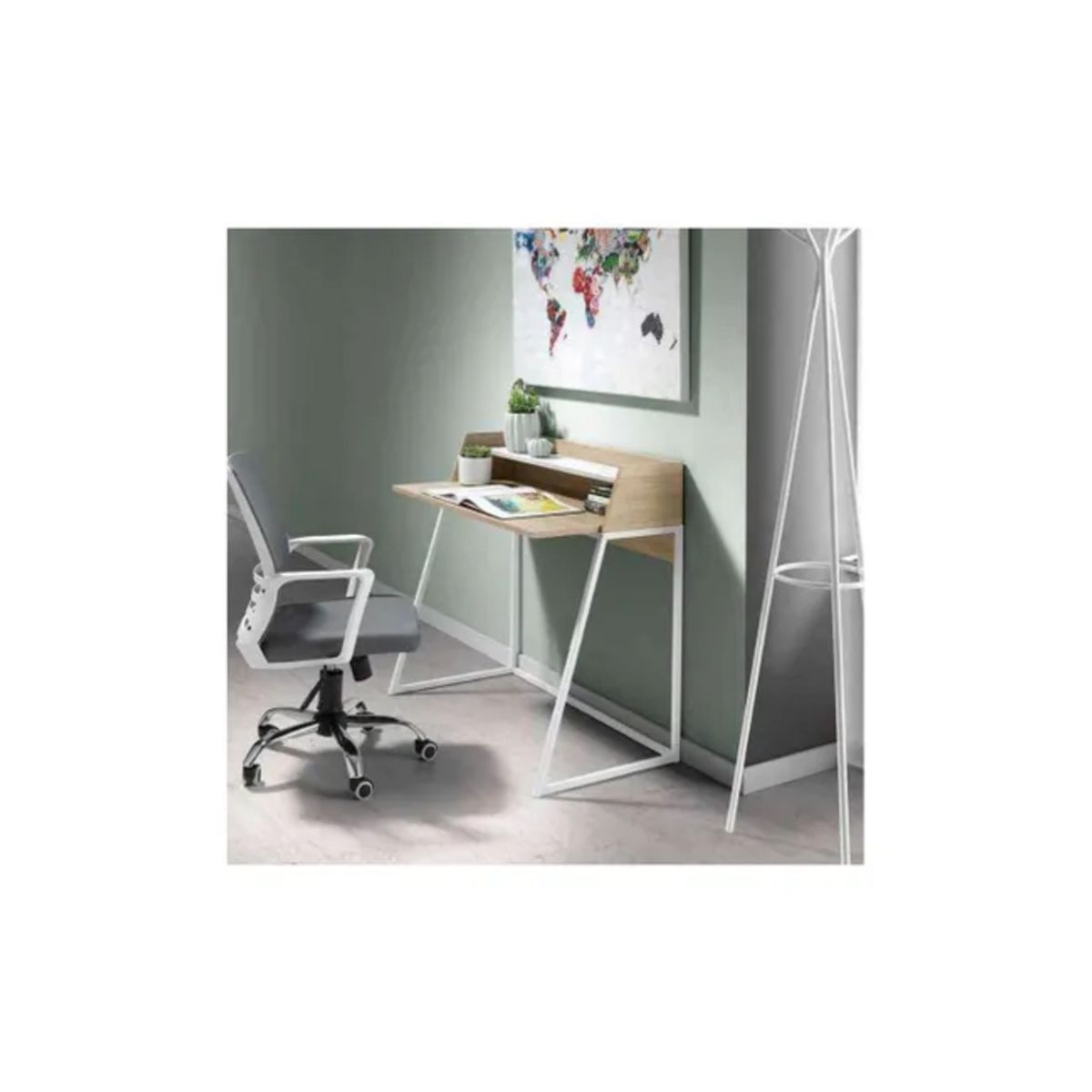 TU MESITA - Escritorio Moderno Bellavista color Roble Base Metálica TU MESITA