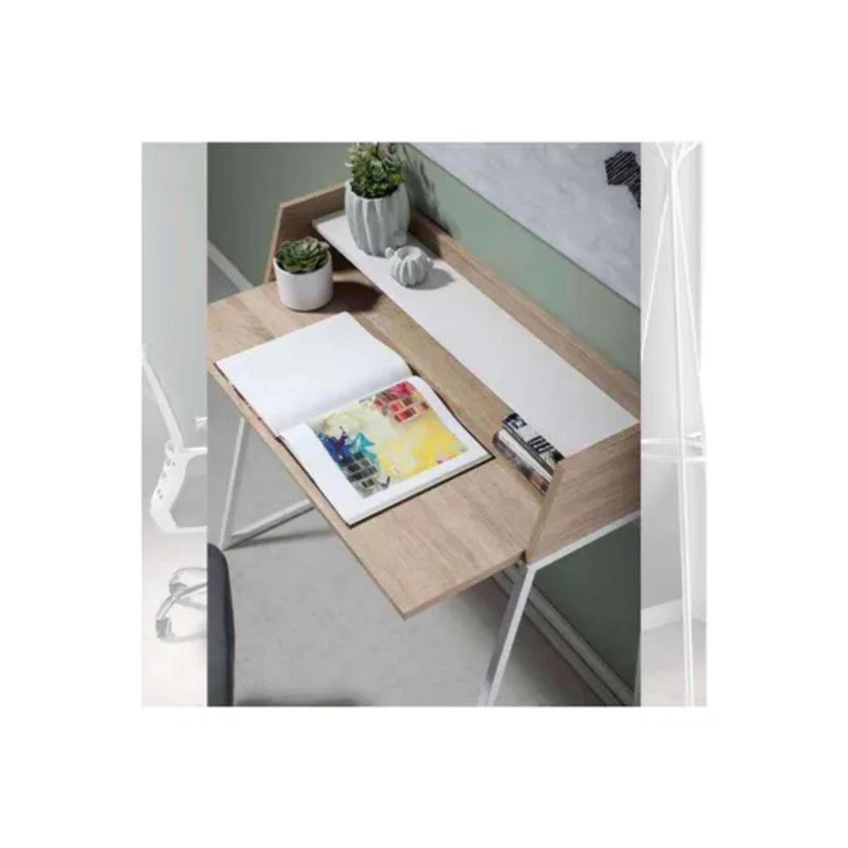 TU MESITA - Escritorio Moderno Bellavista color Roble Base Metálica TU MESITA