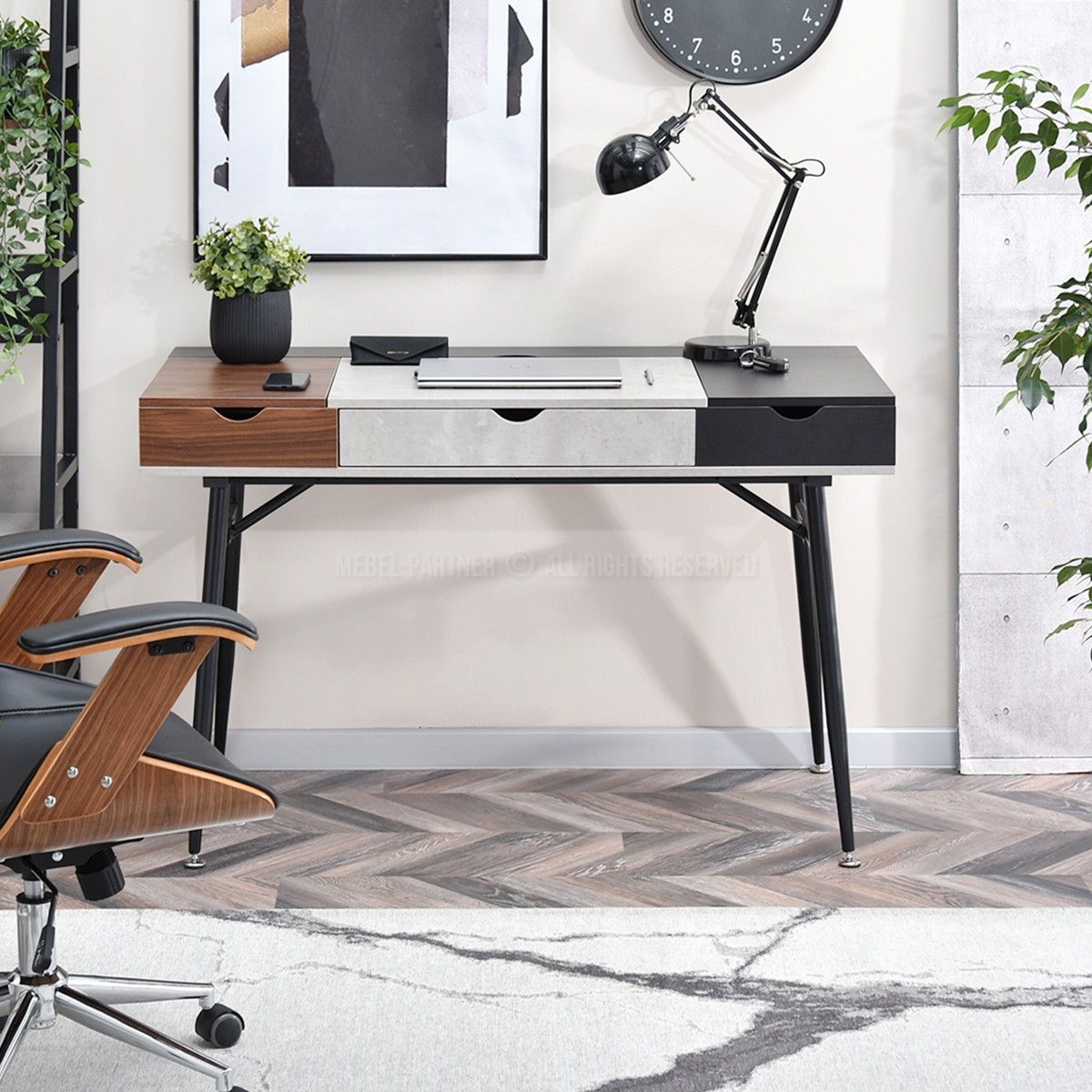 TU MESITA - Escritorio Moderno Tiggo color BlancoNegroMarrón TU MESITA