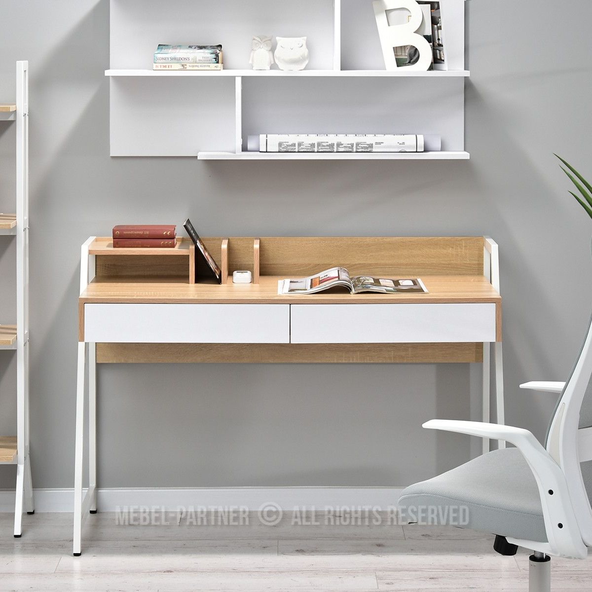 TU MESITA - Escritorio Moderno Rikko color DunaBlanco TU MESITA 2 cajones