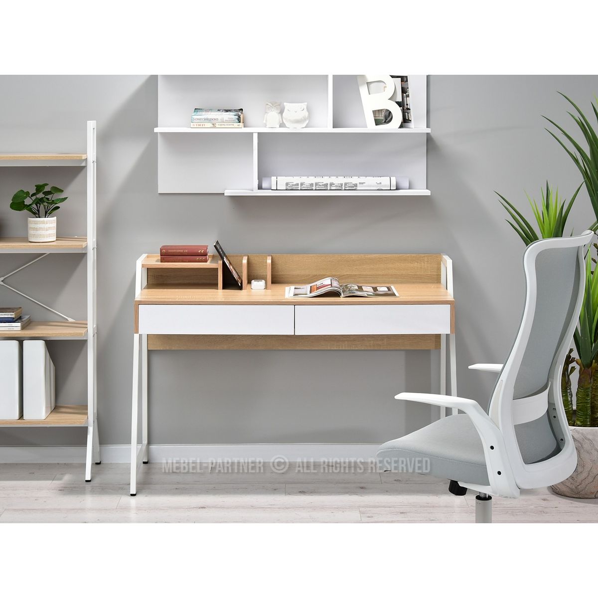 TU MESITA - Escritorio Moderno Rikko color DunaBlanco TU MESITA 2 cajones