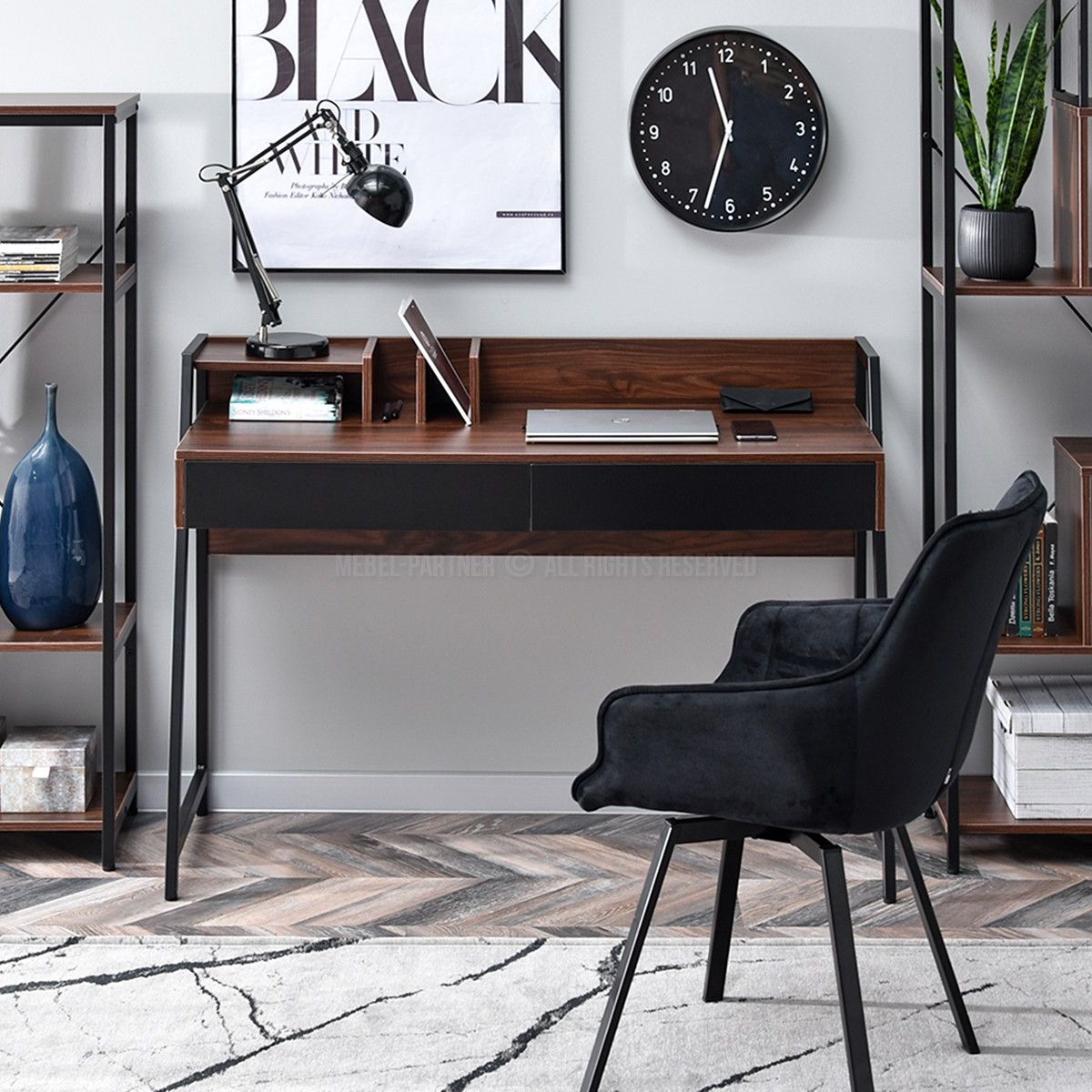 TU MESITA - Escritorio Moderno Rikko color MarrónNegro TU MESITA 2 cajones