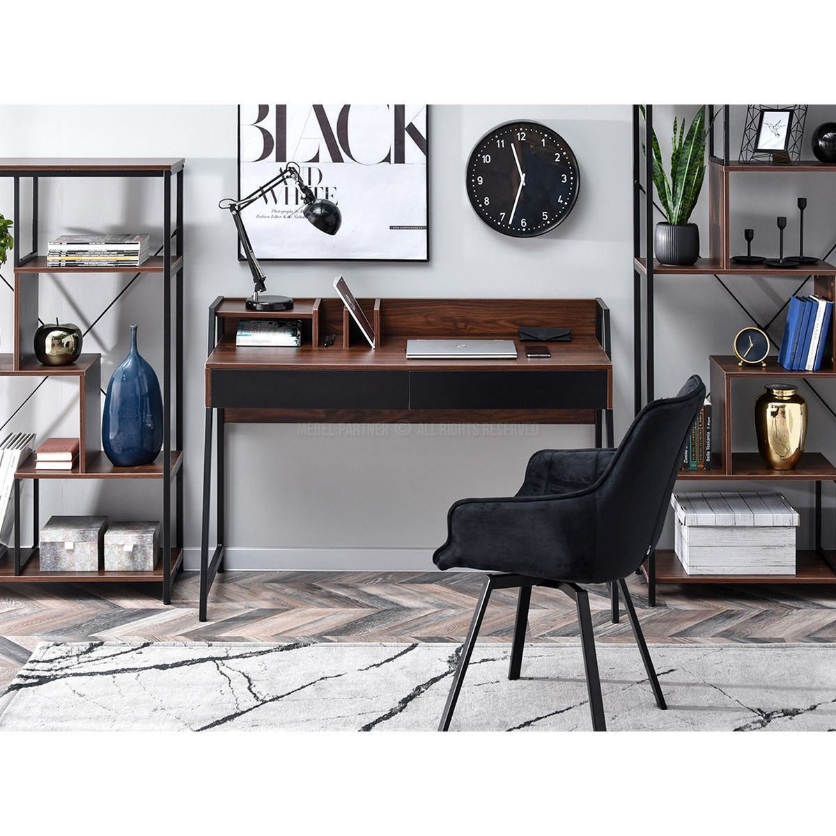 TU MESITA - Escritorio Moderno Rikko color MarrónNegro TU MESITA 2 cajones