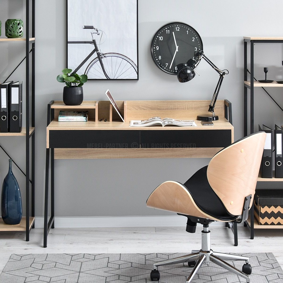 TU MESITA - Escritorio Moderno Rikko color HayaNegro TU MESITA 2 cajones