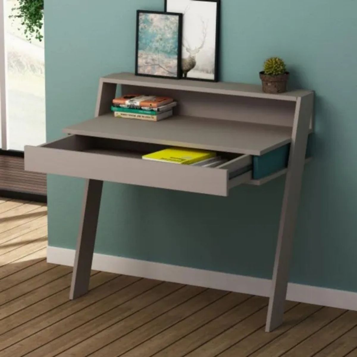 TU MESITA - Escritorio de pared Mujica color Gris claro 1 cajón TU MESITA