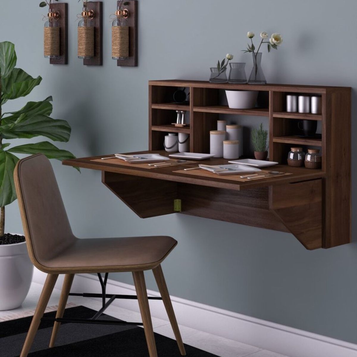 TU MESITA - Escritorio Flotante y Plegable Medellin color Marrón TU MESITA