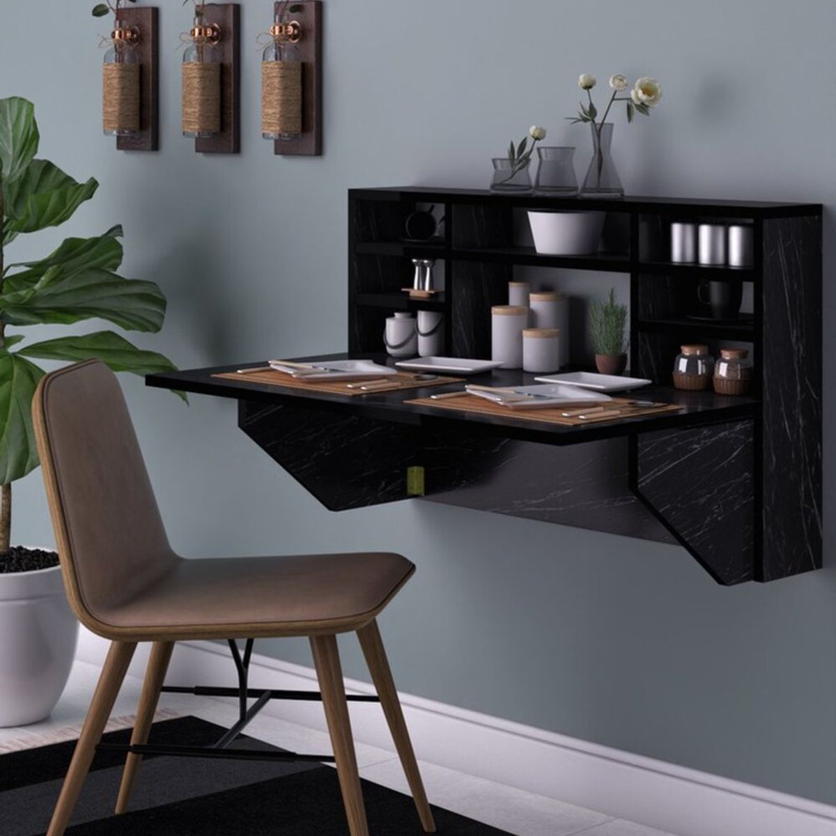 TU MESITA - Escritorio Flotante y Plegable Medellin color Negro TU MESITA