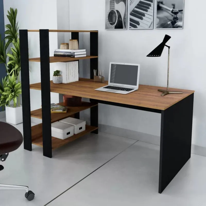 TU MESITA - Escritorio Moderno con Estantes Jesús color NegroMarrón TU MESITA