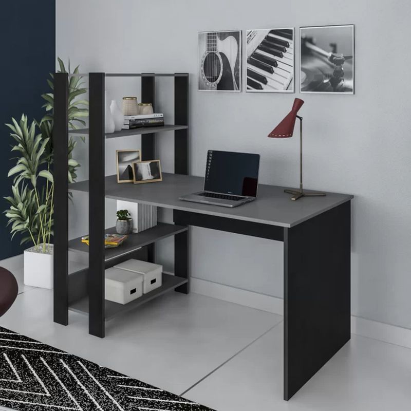 TU MESITA - Escritorio Moderno con Estantes Jesús color NegroGris TU MESITA