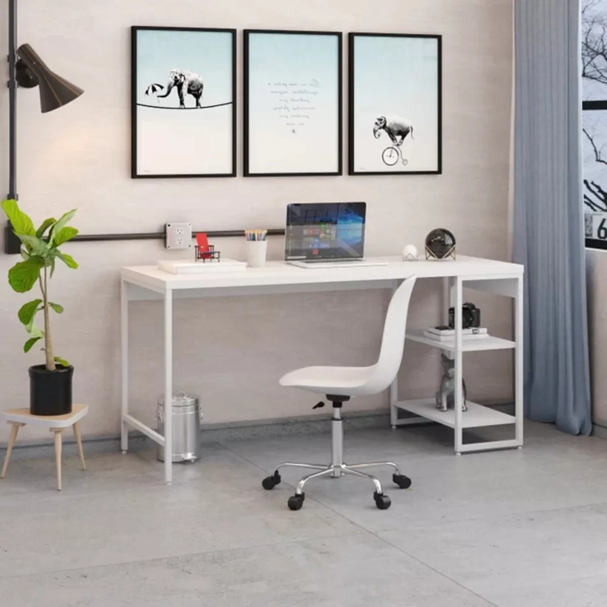 TU MESITA - Mesa Escritorio Industrial Liverpol color Blanco TU MESITA