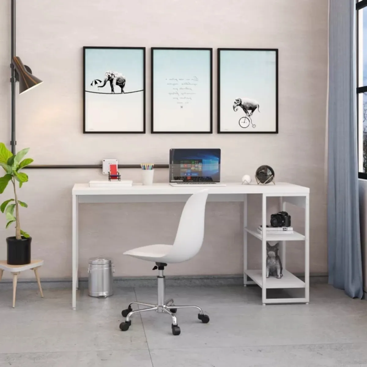 TU MESITA - Mesa Escritorio Industrial Liverpol color Blanco TU MESITA