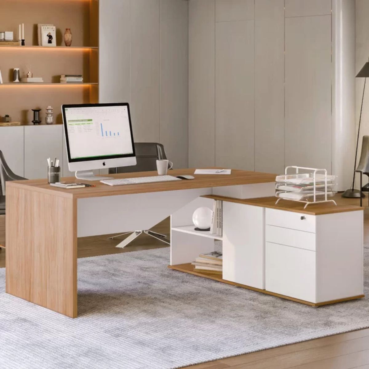 TU MESITA - Escritorio Ejecutivo Palmer color BlancoMarrón TU MESITA