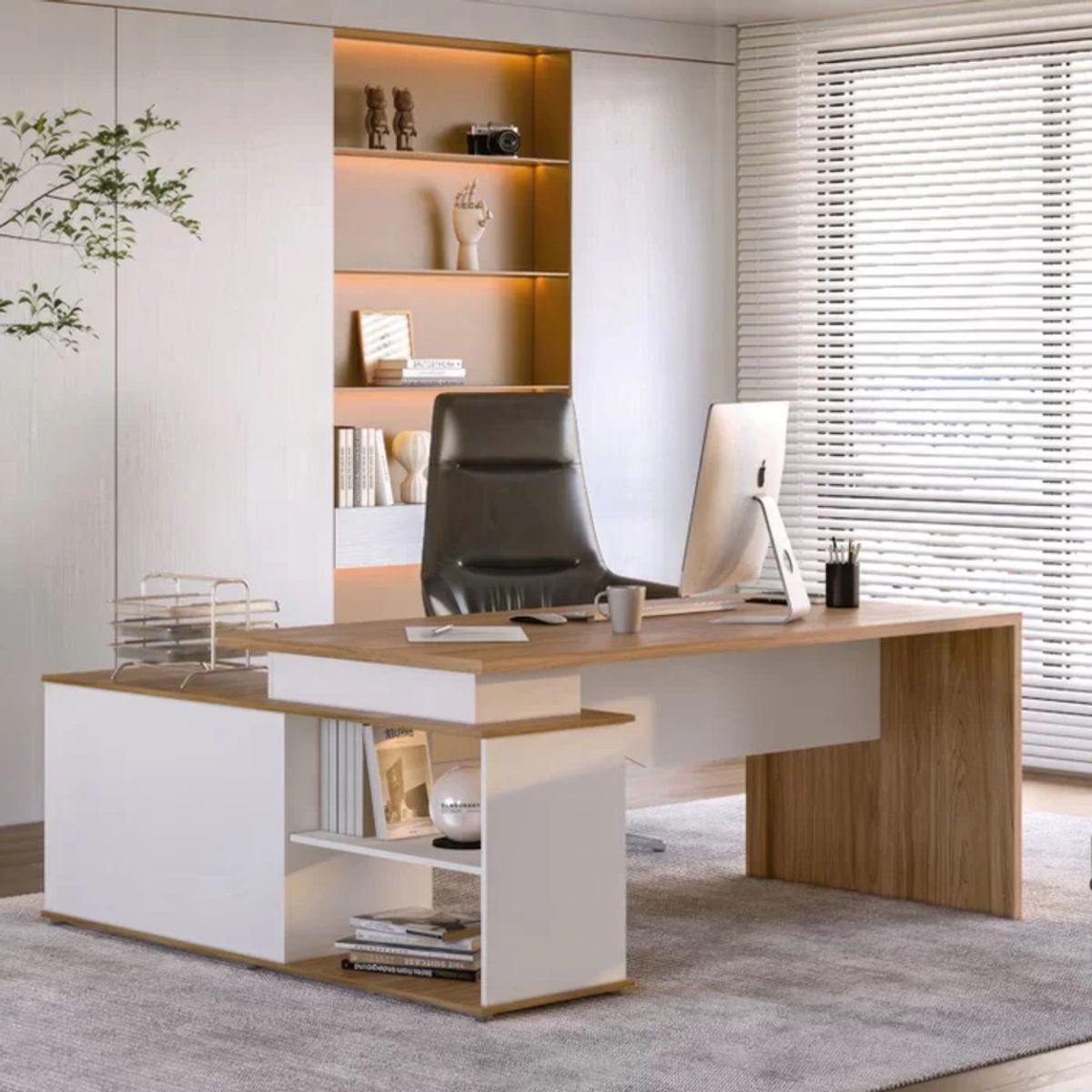 TU MESITA - Escritorio Ejecutivo Palmer color BlancoMarrón TU MESITA