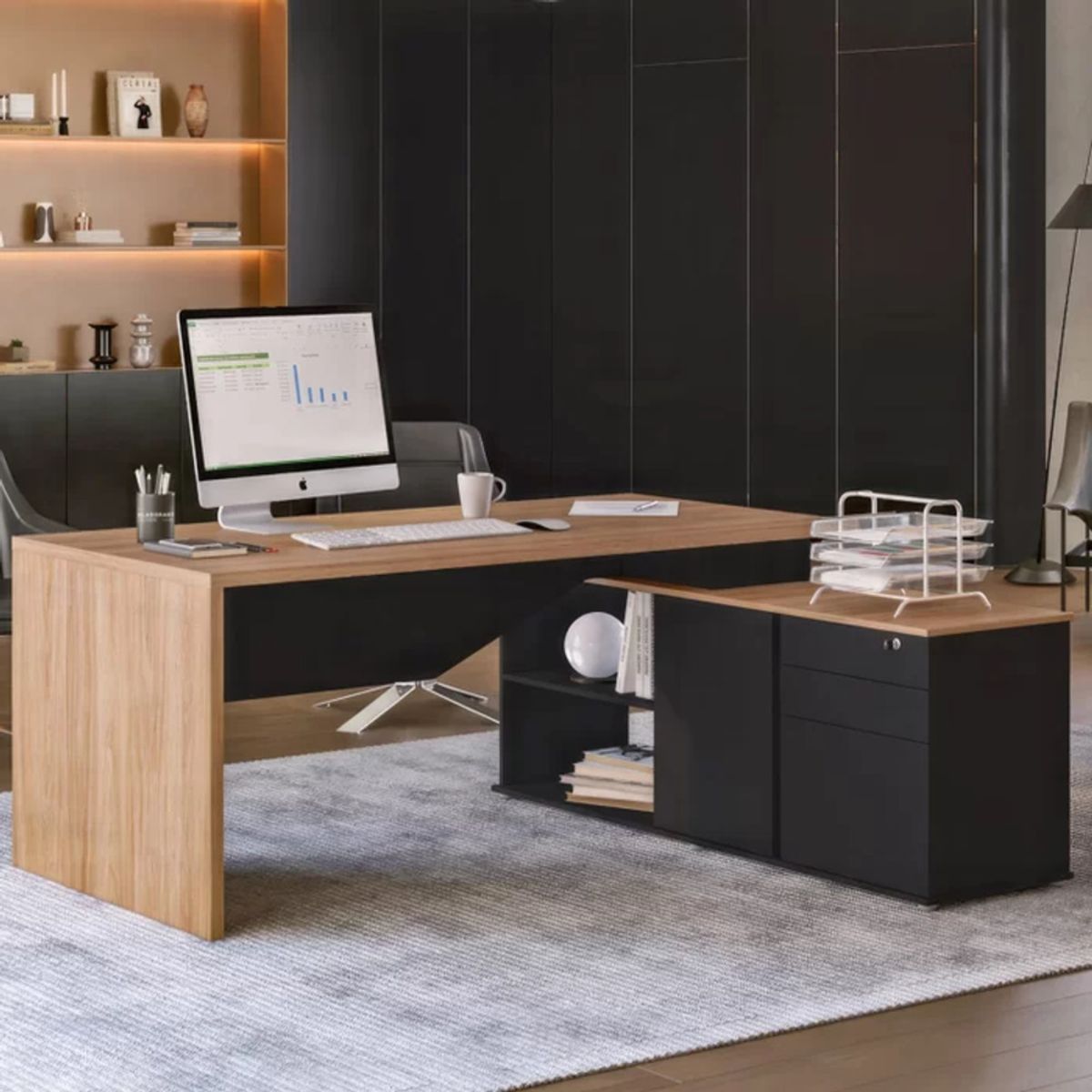 TU MESITA - Escritorio Ejecutivo Palmer color NegroMarrón TU MESITA