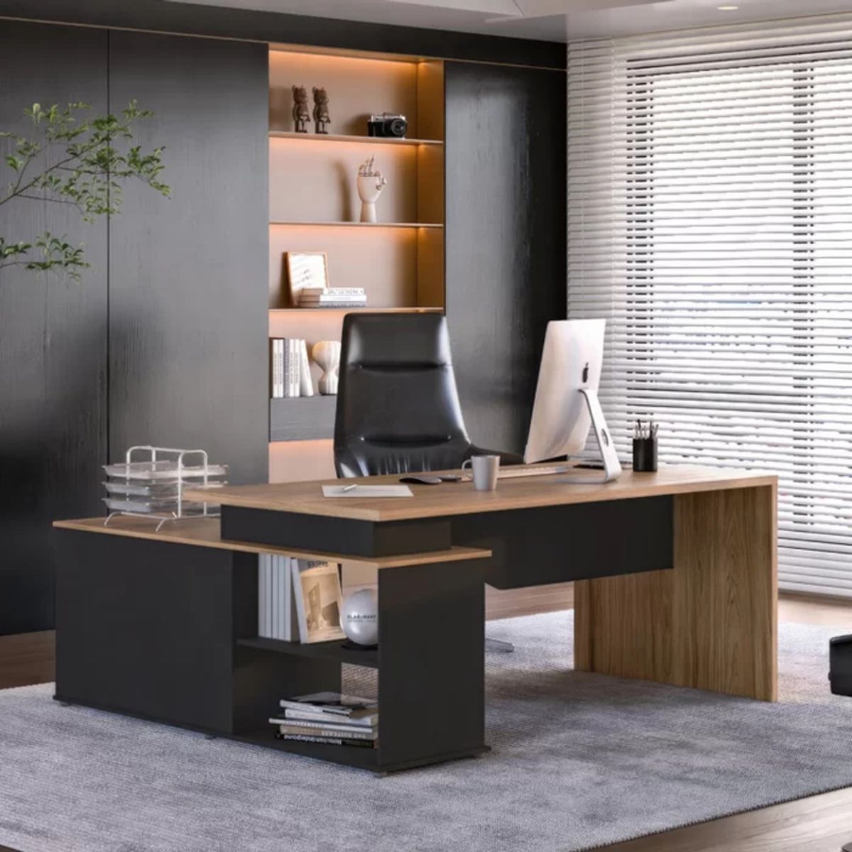 TU MESITA - Escritorio Ejecutivo Palmer color NegroMarrón TU MESITA