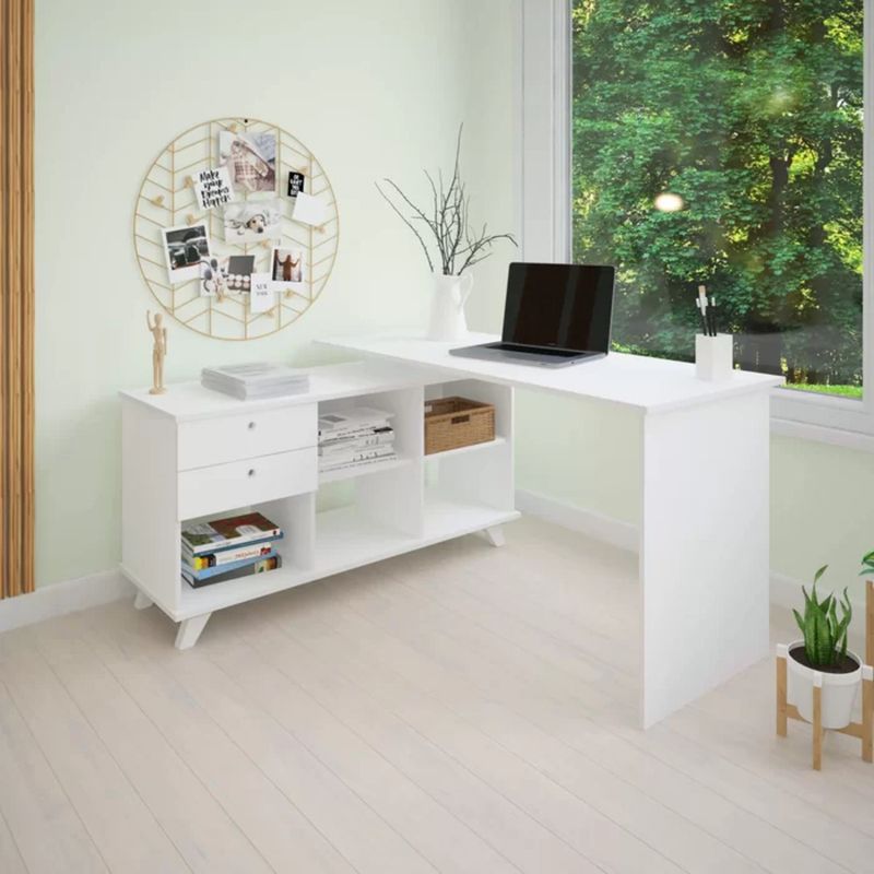 TU MESITA - Escritorio en L con Organizador Boricua color Blanco TU MESITA
