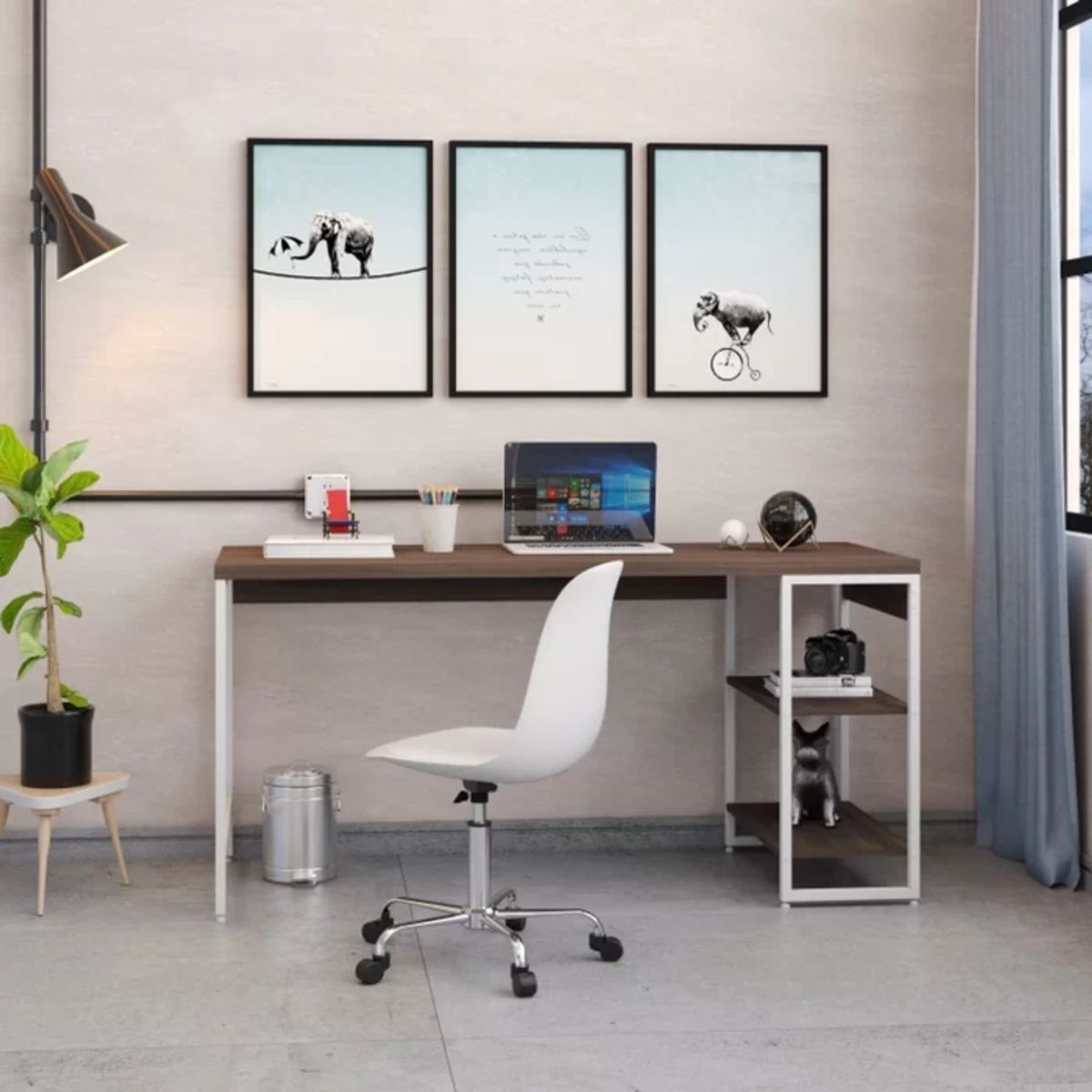 TU MESITA - Mesa Escritorio Industrial Liverpol color MarrónBlanco TU MESITA