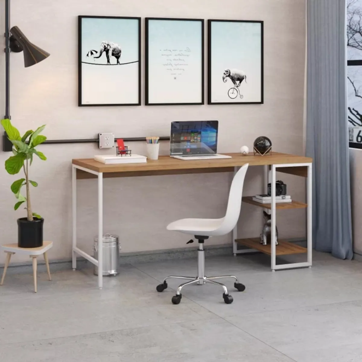 TU MESITA - Mesa Escritorio Industrial Liverpol color DunaBlanco TU MESITA