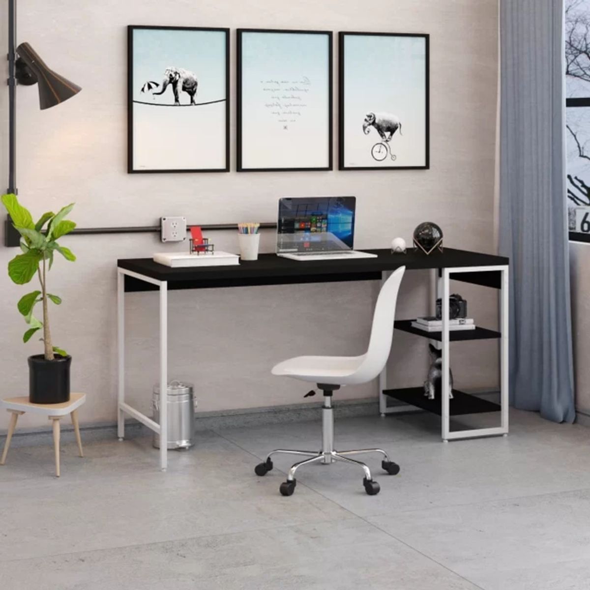 TU MESITA - Mesa Escritorio Industrial Liverpol color NegroBlanco TU MESITA