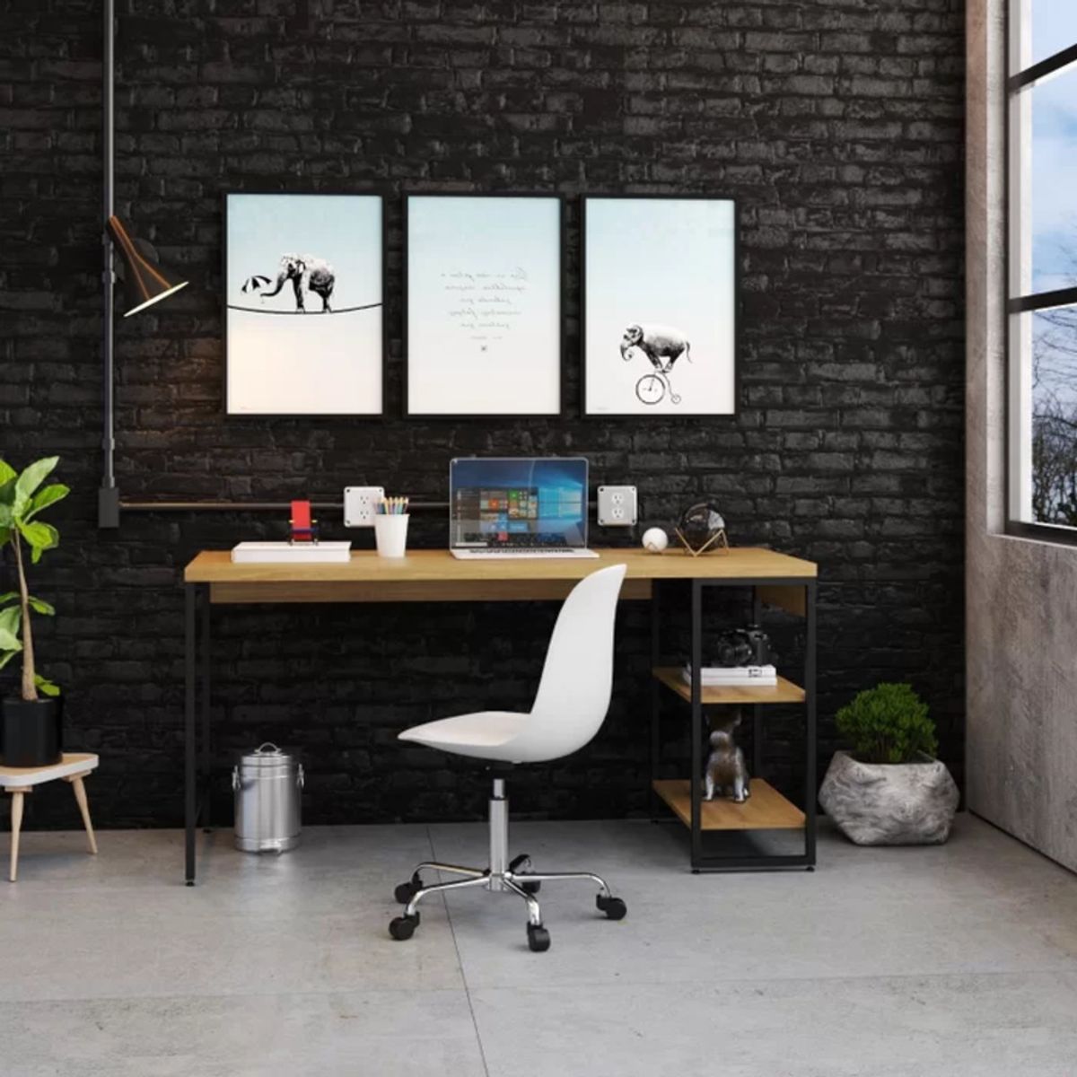 TU MESITA - Mesa Escritorio Industrial Liverpol color DunaNegro TU MESITA