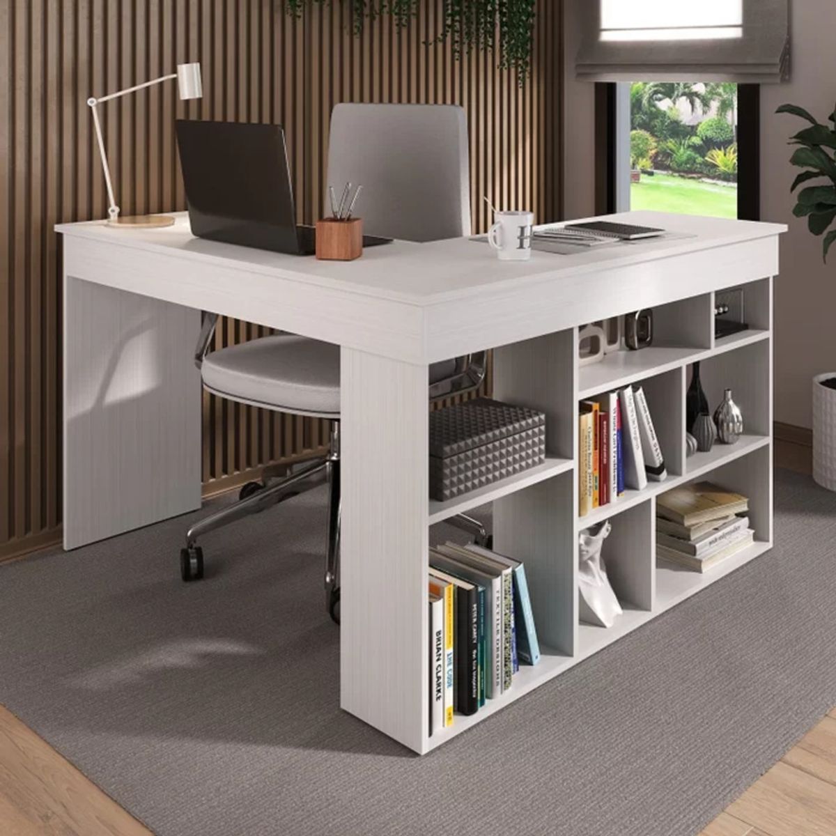 TU MESITA - Escritorio con Librero Florida color Blanco TU MESITA