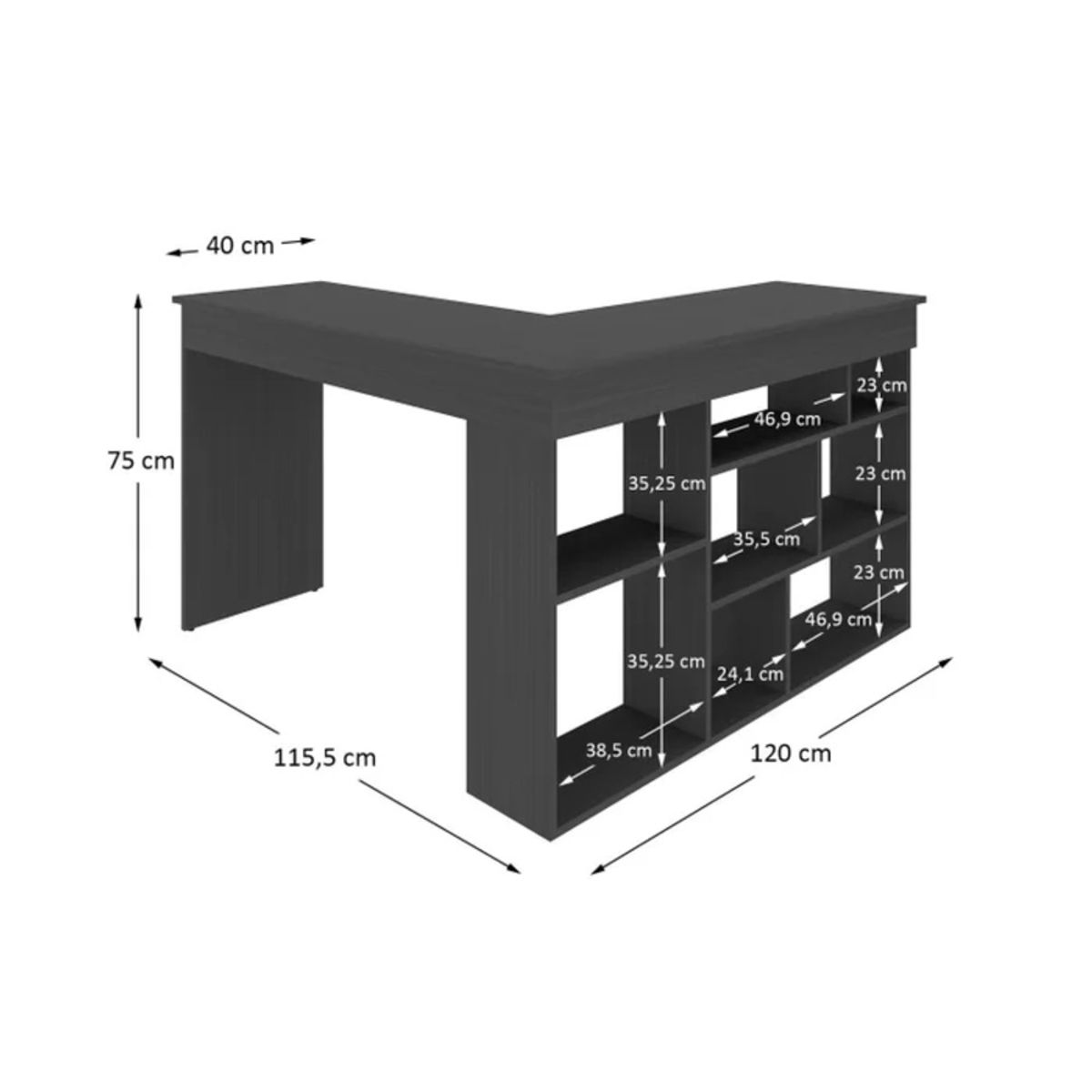 TU MESITA - Escritorio con Librero Florida color Negro TU MESITA
