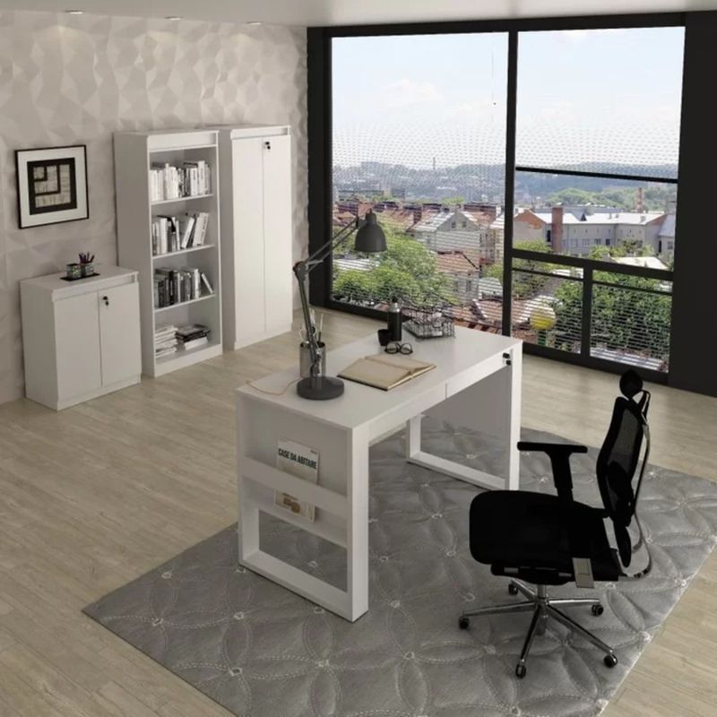TU MESITA - Escritorio Moderno Zamir color Blanco 2 cajones TU MESITA