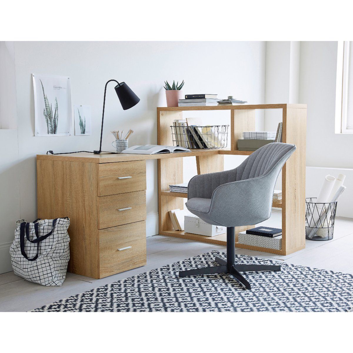 TU MESITA - Escritorio Librero Rosetto color Duna 3 cajones TU MESITA