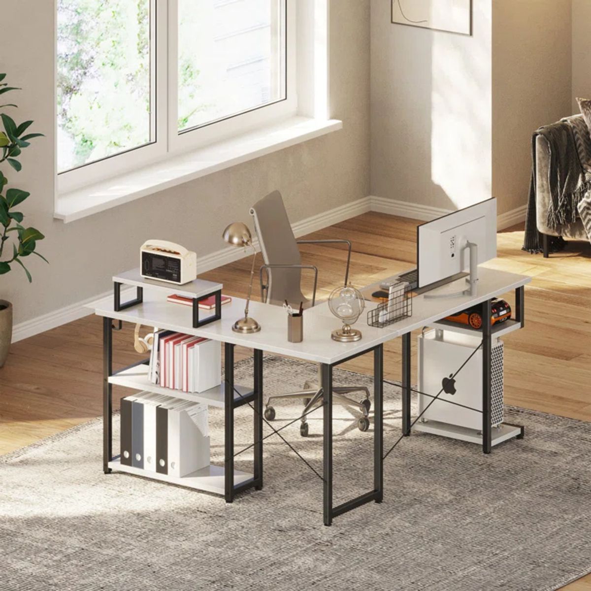 TU MESITA - Escritorio Industrial Pipper color Blanco en L TU MESITA