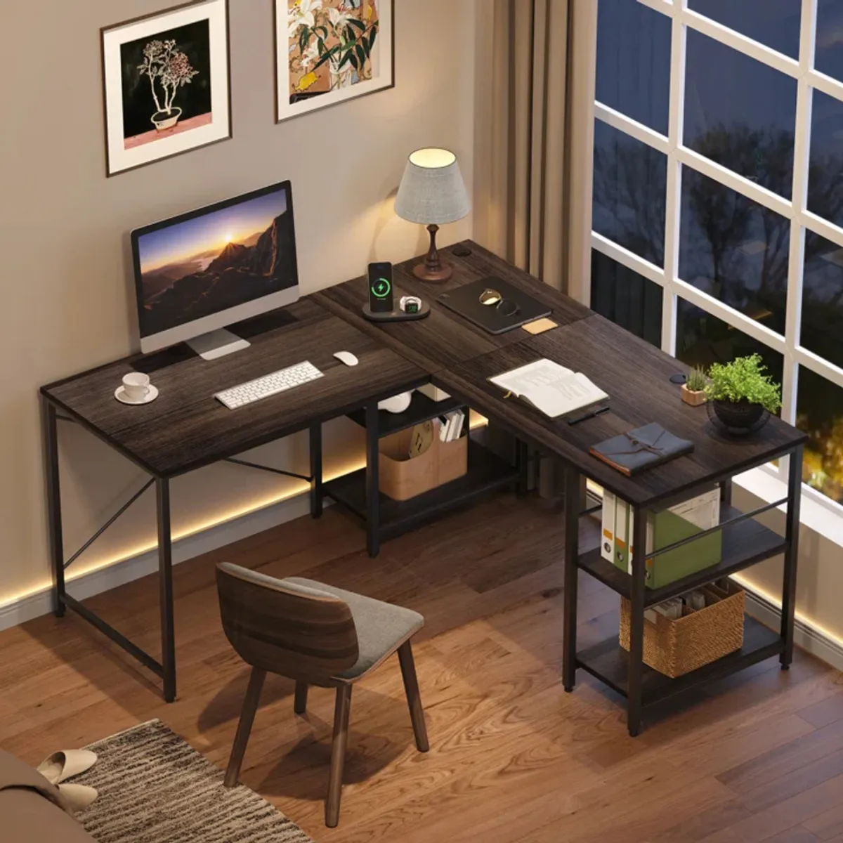 TU MESITA - Escritorio Industrial Ferrer color Marrón en L TU MESITA