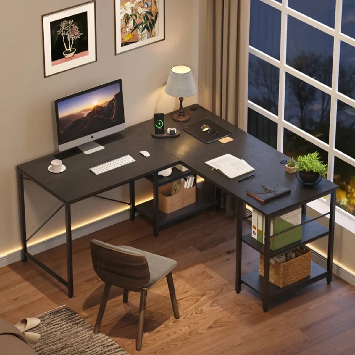 TU MESITA - Escritorio Industrial Ferrer color Negro en L TU MESITA