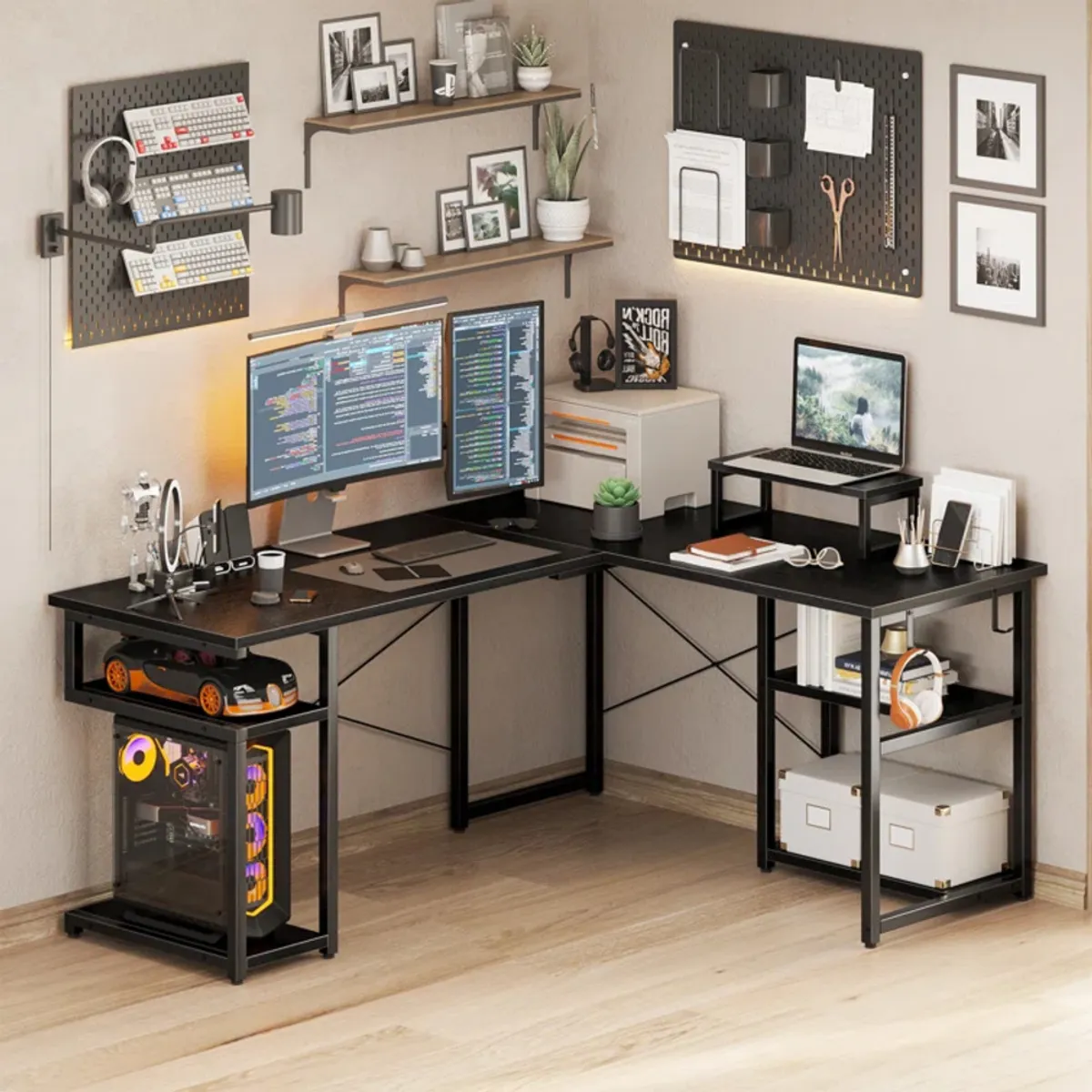 TU MESITA - Escritorio Industrial Pipper color Negro en L TU MESITA