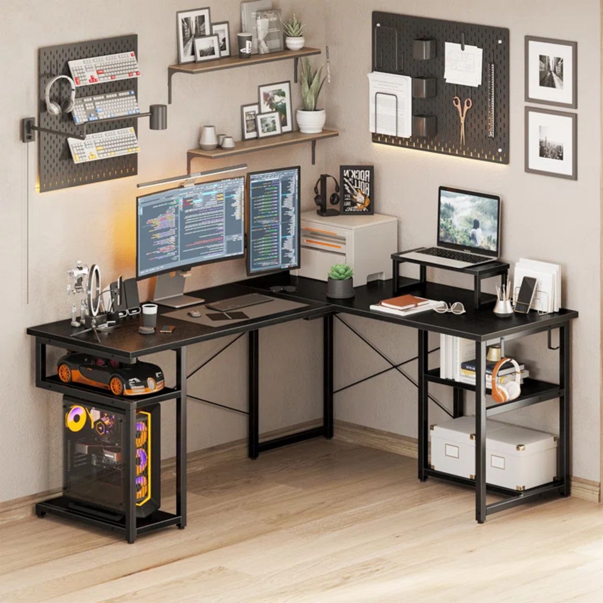 TU MESITA - Escritorio Industrial Pipper color Negro en L TU MESITA