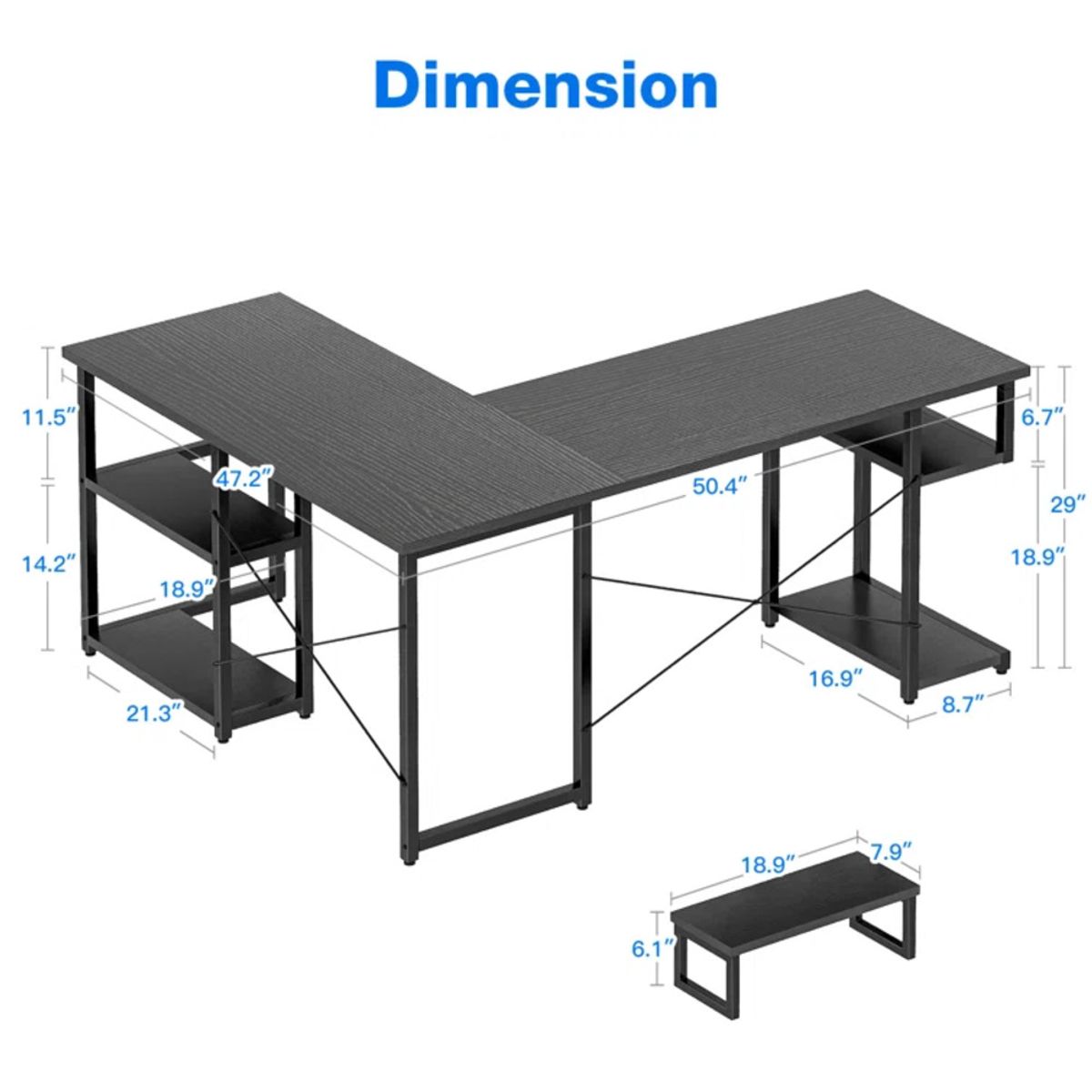 TU MESITA - Escritorio Industrial Pipper color Negro en L TU MESITA