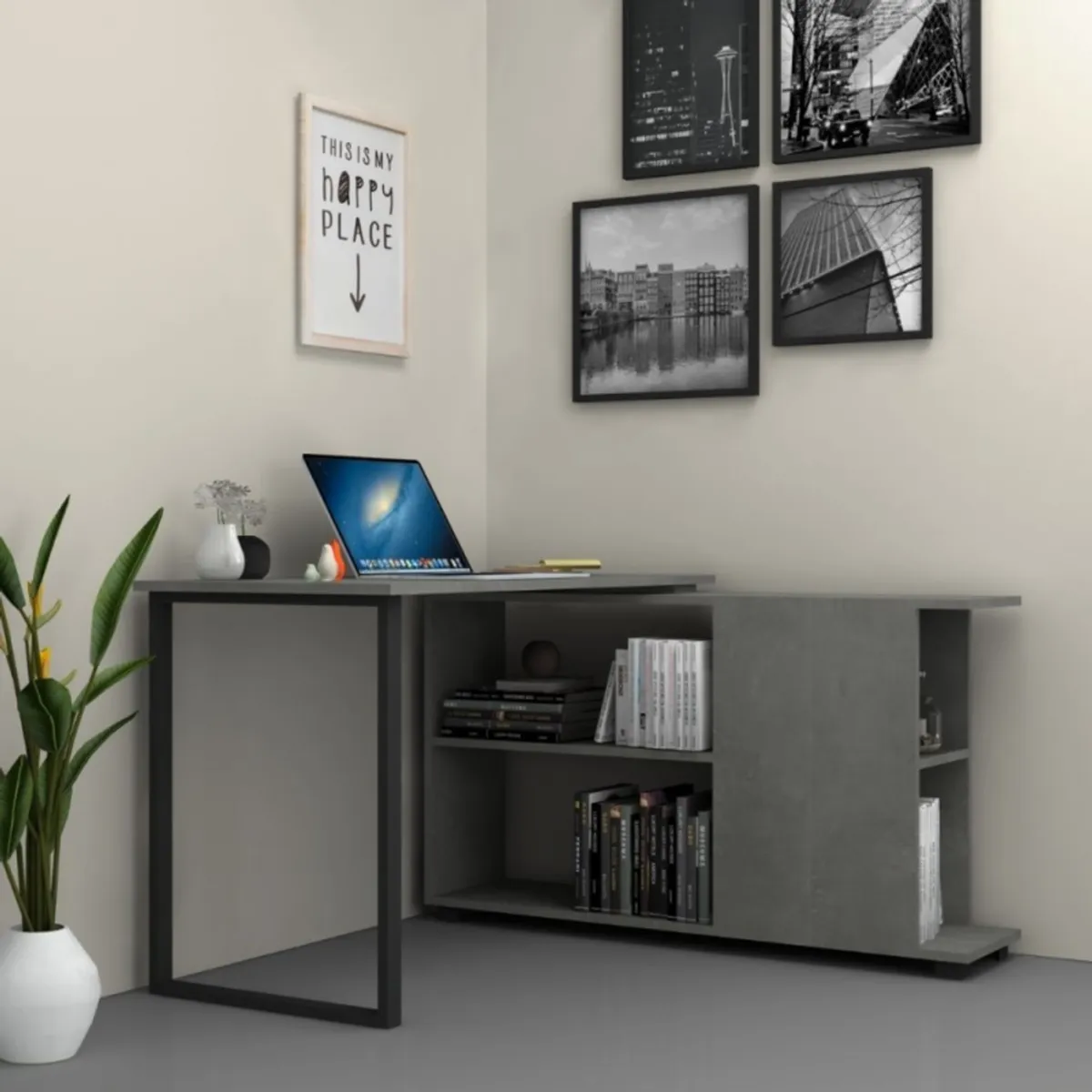 TU MESITA - Escritorio Minimalista Altaus color Gris Oscuro TU MESITA
