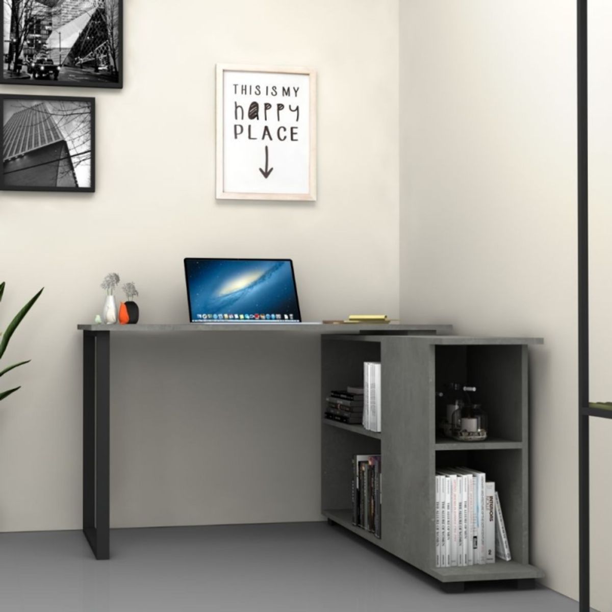 TU MESITA - Escritorio Minimalista Altaus color Gris Oscuro TU MESITA