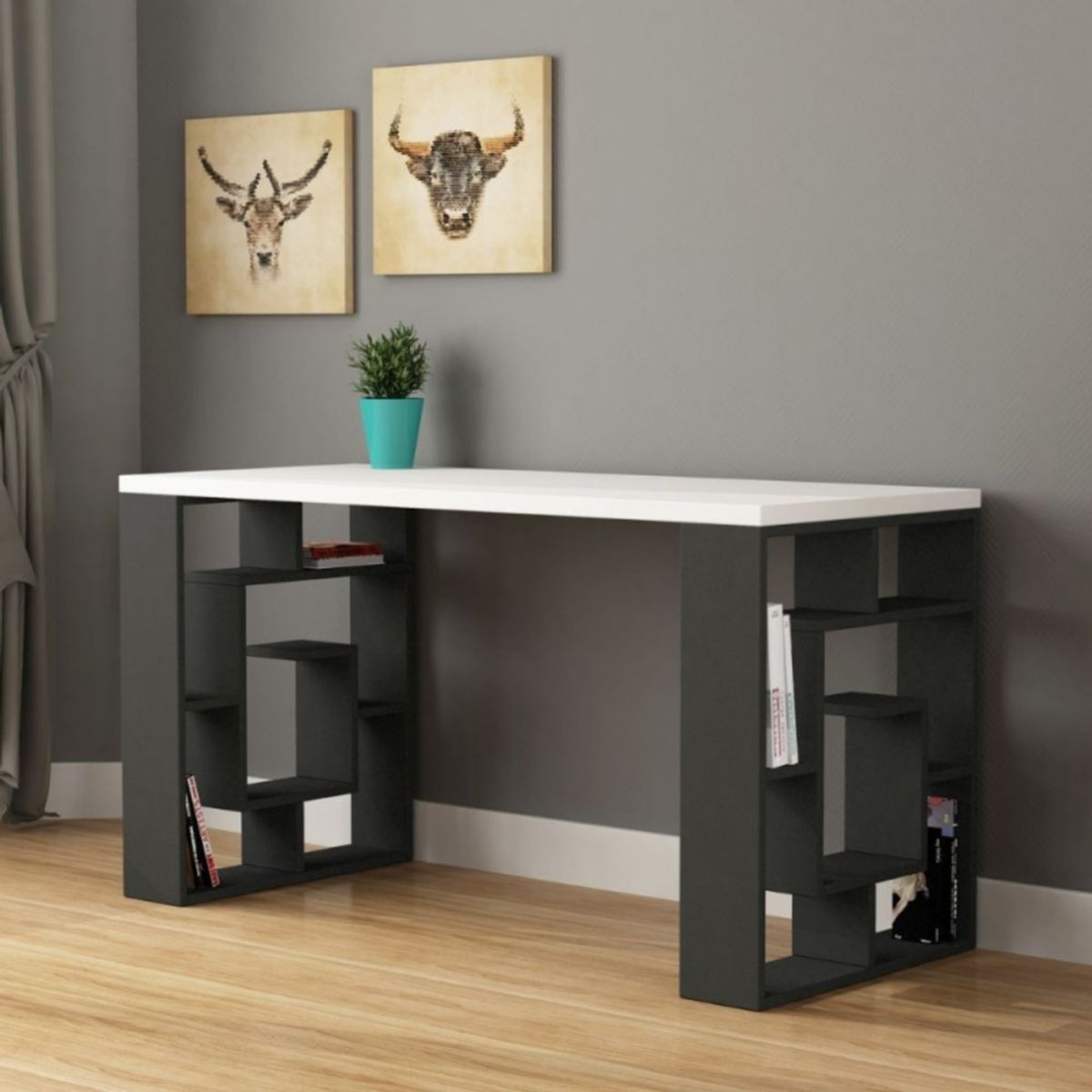 TU MESITA - Escritorio Moderno Rigo color NegroBlanco TU MESITA