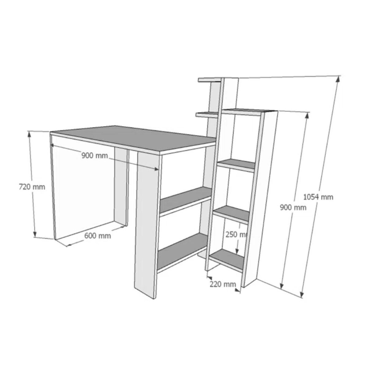 TU MESITA - Escritorio Moderno Palace con Librero color Blanco TU MESITA