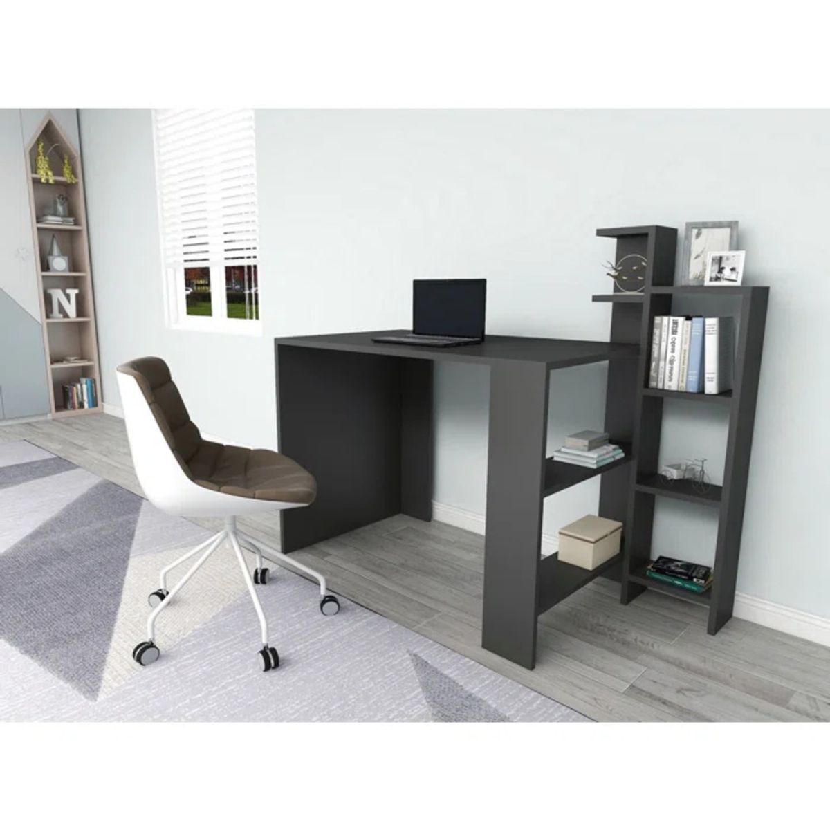 TU MESITA - Escritorio Moderno Palace con Librero color Negro TU MESITA