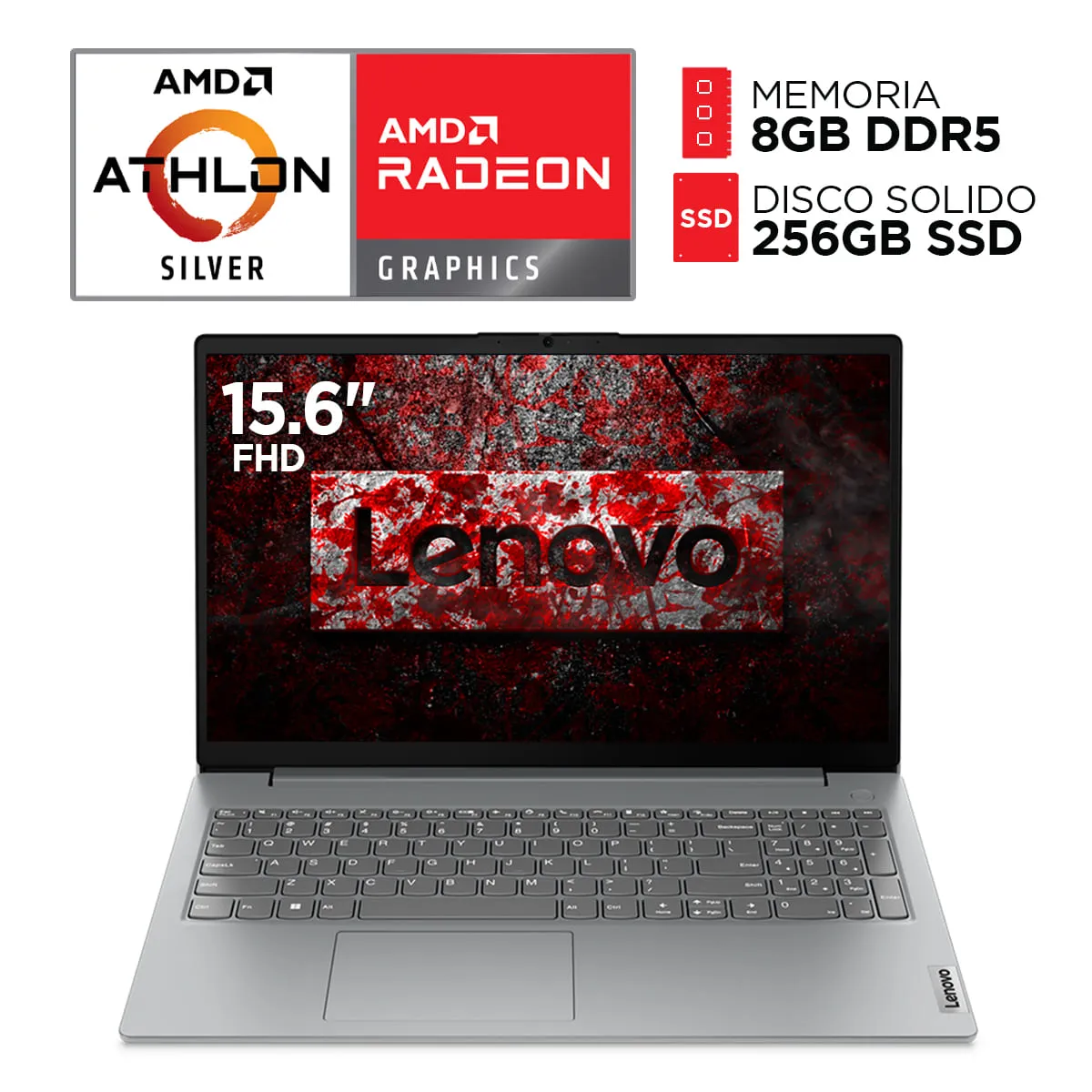 LENOVO - Laptop Lenovo Amd Athlon Silver 7120U DDR5 8GB SSD 256GB Pantalla 15,6 pulgadas