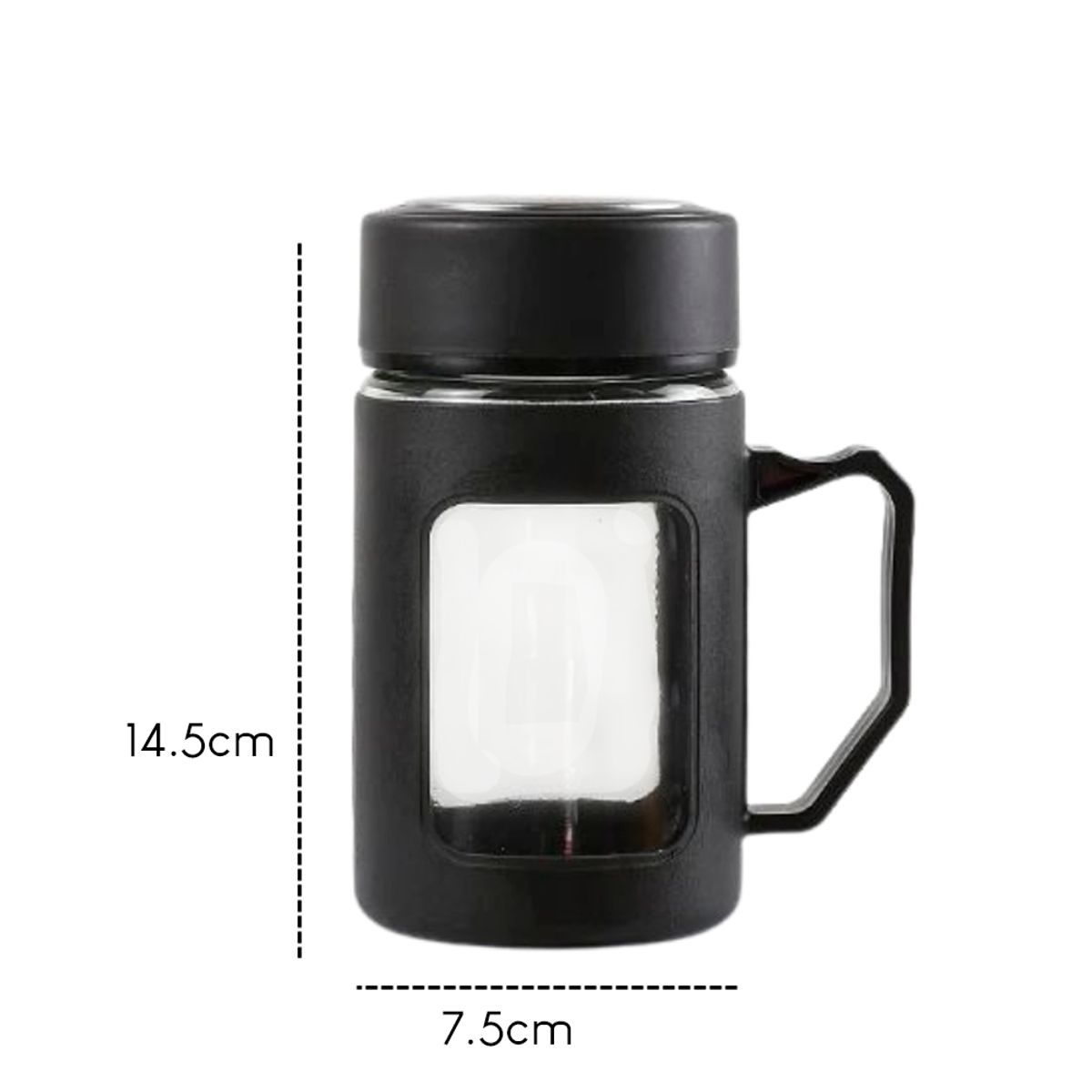 INSPIRA - Taza de Vidrio con Tapa Rosca y Asa Doble Capa 500 ml