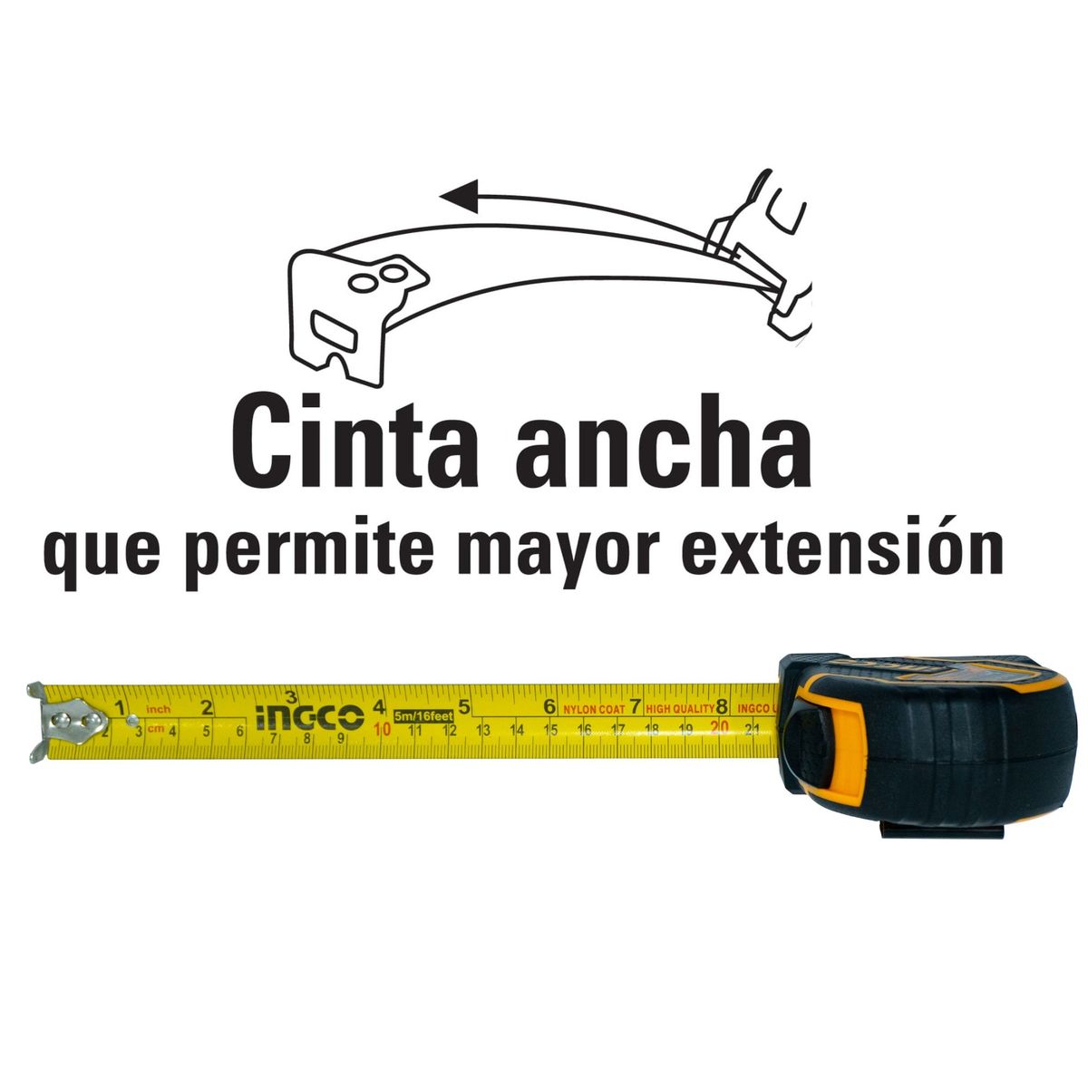 INGCO TOOLS - Wincha Cinta métrica 5m con gancho magnético INGCO