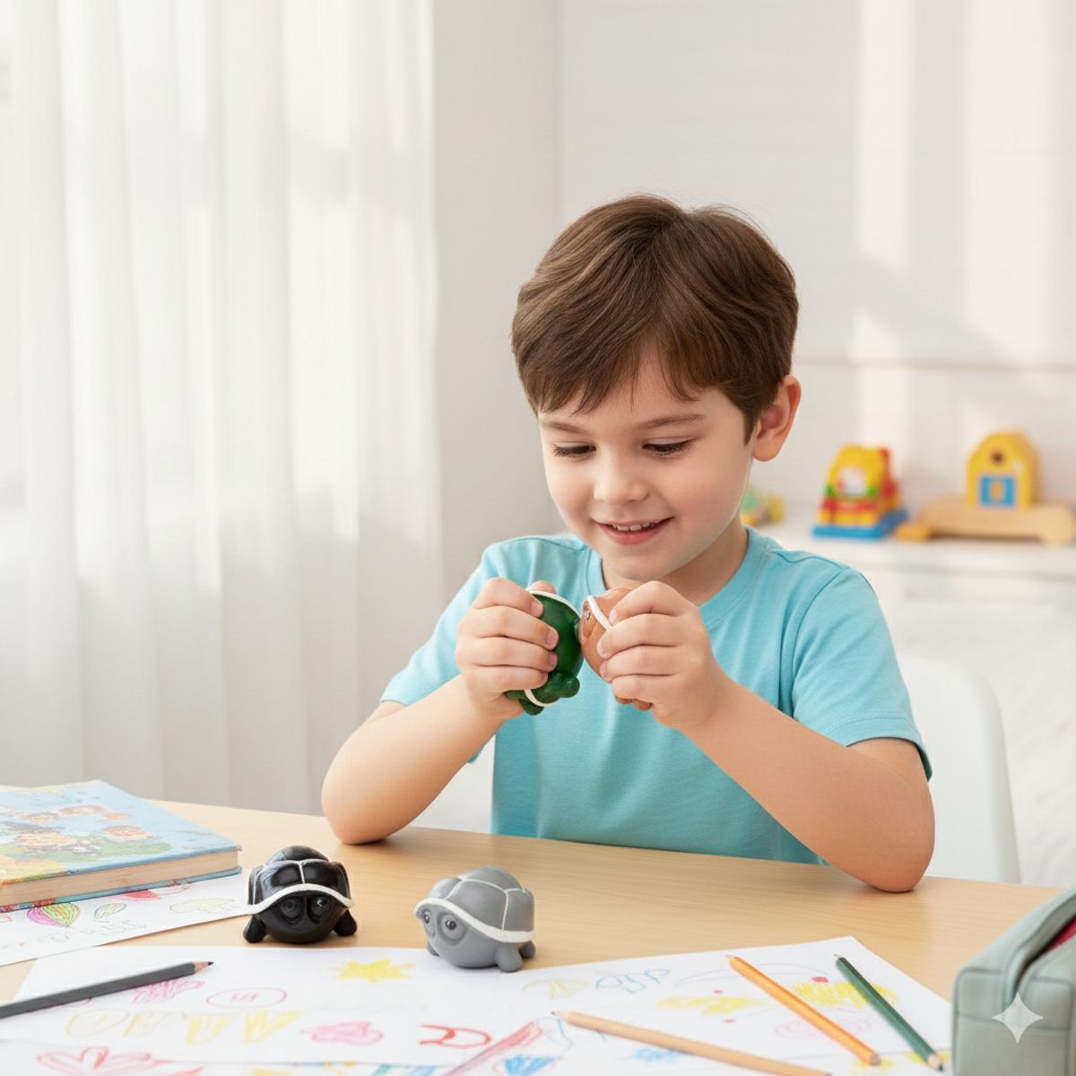 GENERICO - Pack de 4 Juguetes de Tortugas Antiestrés Llaveros